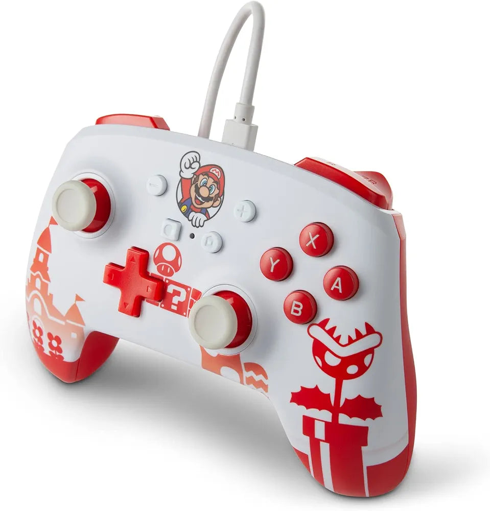 PowerA Officially Licensed Nintendo: Enhanced Wired Controller - Super Mario Red/White (Switch)