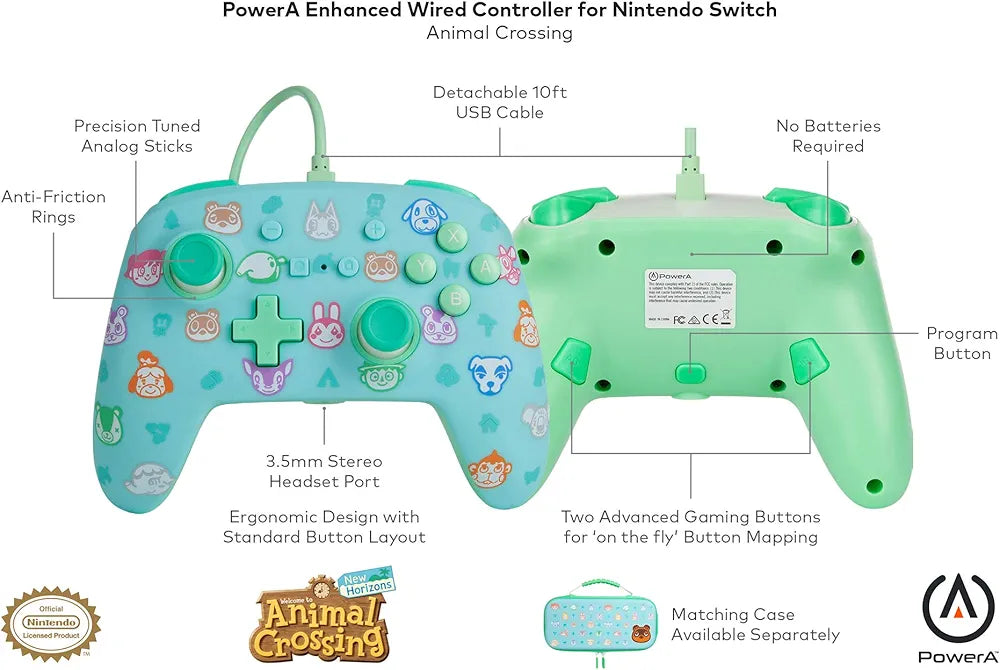 PowerA Officially Licensed Nintendo: EnWired Controller - Animal Crossing New Horizons (Switch)