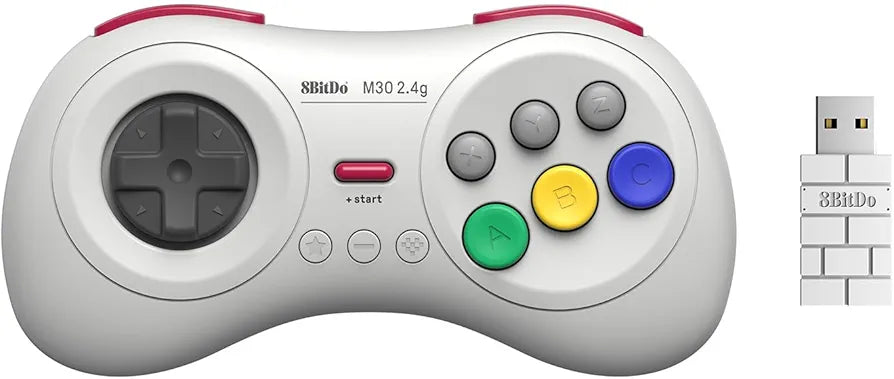8BitDo M30 2.4G Wireless Gamepad MD/Genesis mini - White (US) (Switch)