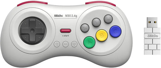 8BitDo M30 2.4G Wireless Gamepad MD/Genesis mini - White (US) (Switch)