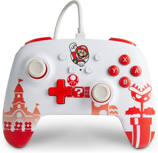 PowerA Officially Licensed Nintendo: Enhanced Wired Controller - Super Mario Red/White  (Switch)