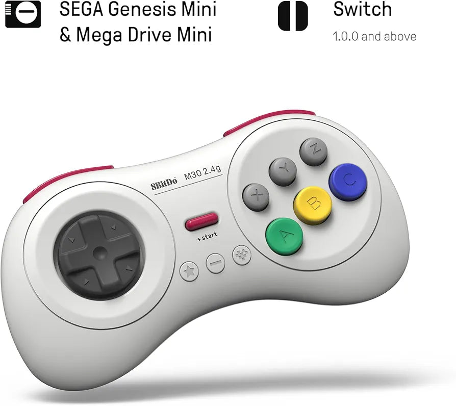 8BitDo M30 2.4G Wireless Gamepad MD/Genesis mini - White (US) (Switch)