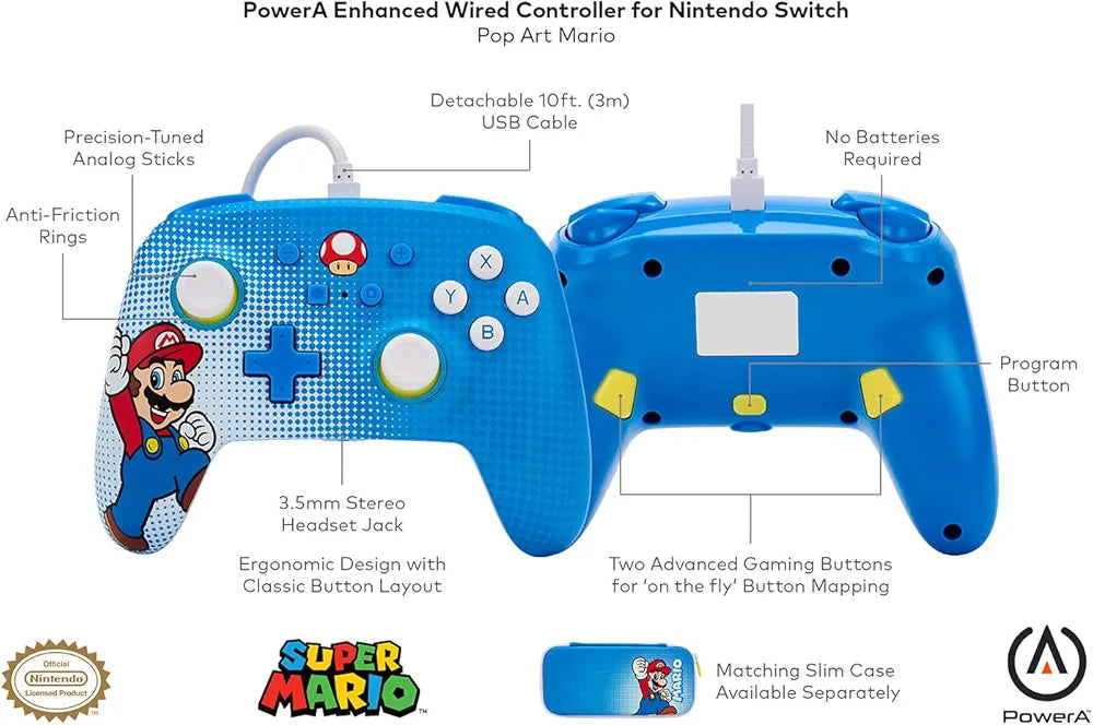 PowerA Officially Licensed Nintendo: EnWired Controller - Mario Pop Art (Switch)