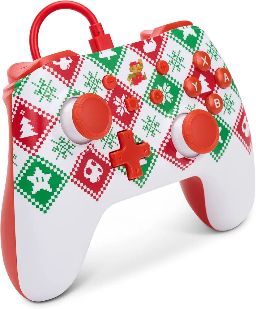 PowerA Officially Licensed Nintendo: Enhanced Wired Controller - Mario Holiday Sweater (Switch)
