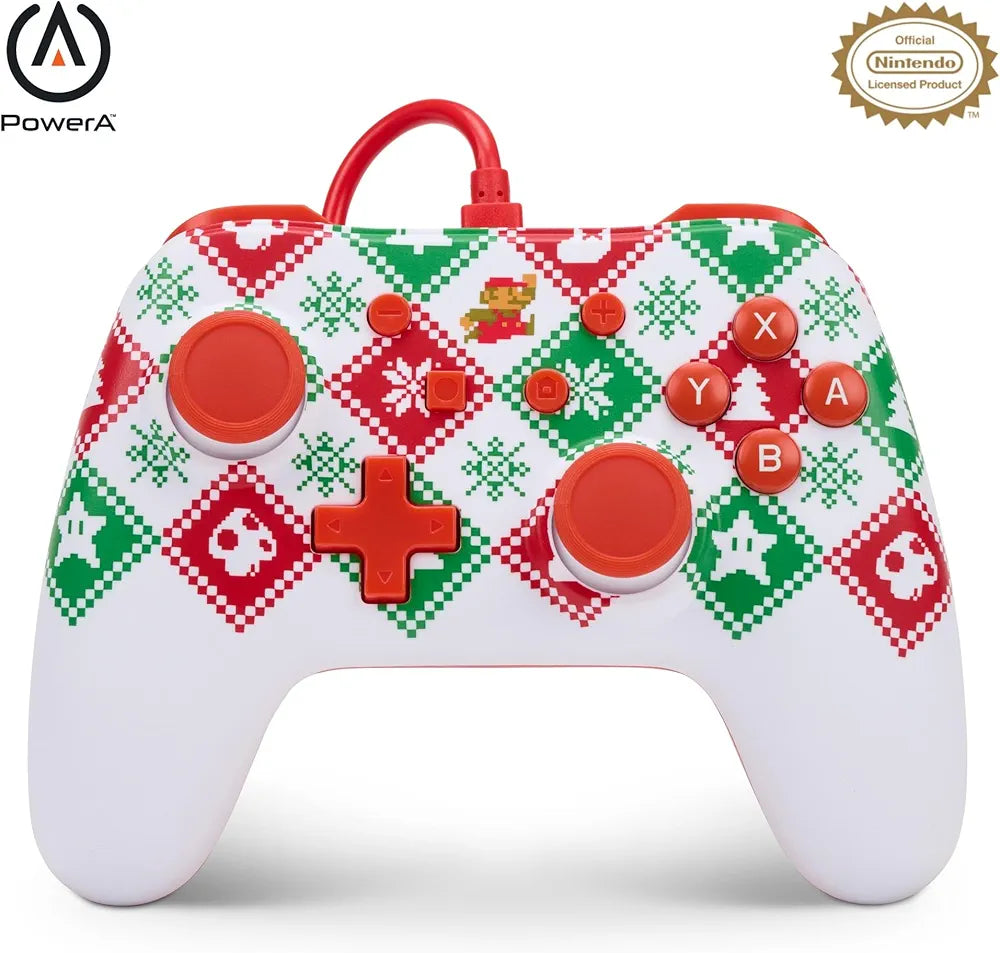 PowerA Officially Licensed Nintendo: Enhanced Wired Controller - Mario Holiday Sweater (Switch)