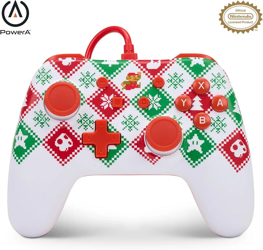 PowerA Officially Licensed Nintendo: Enhanced Wired Controller - Mario Holiday Sweater (Switch)