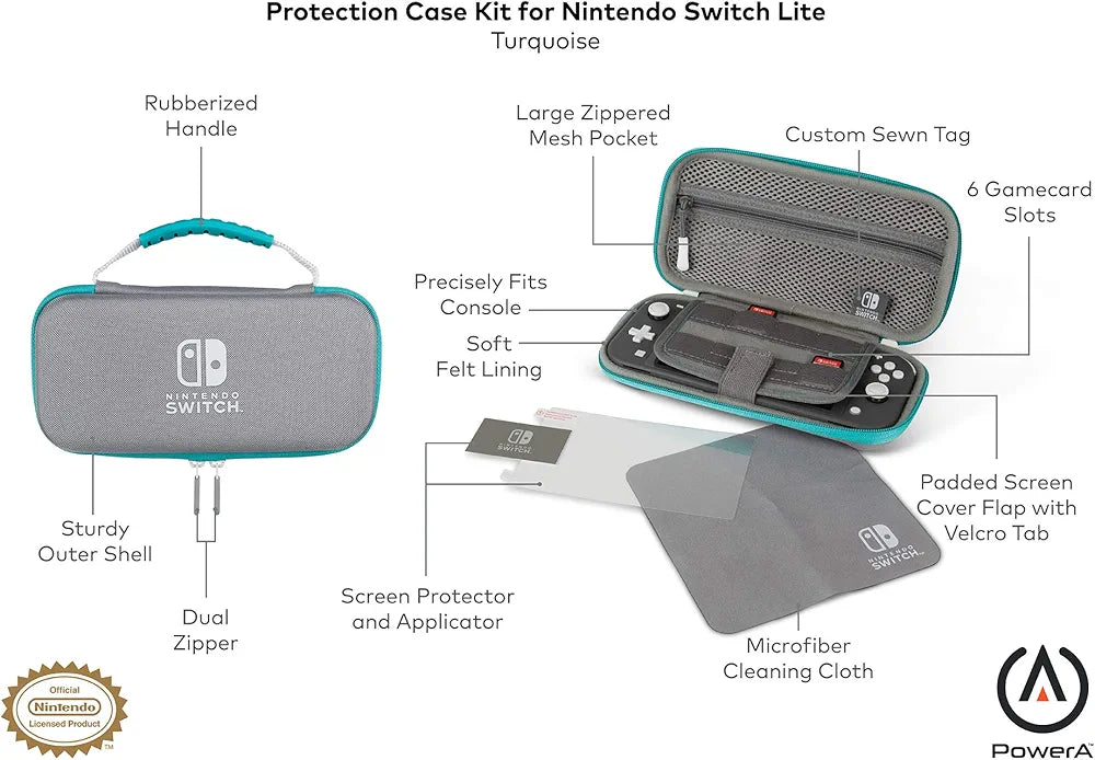 PowerA Officially Licensed Nintendo: Protection Case Kit for Switch Lite - Pokemon - Turquoise (Switch)