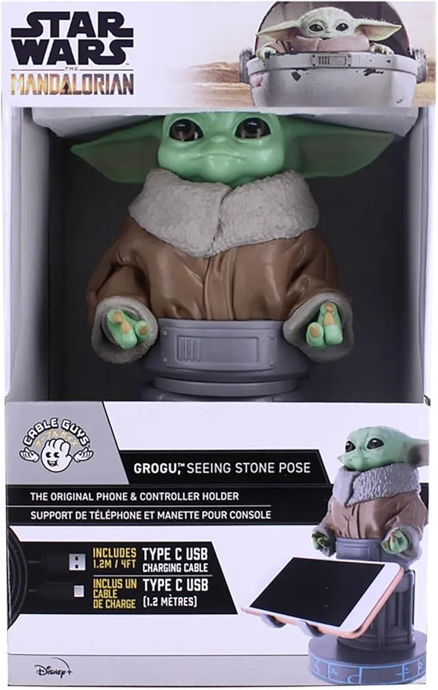 Cable Guys: Phone + Controller Holder - Mandalorian Grogu on Seeing Stone