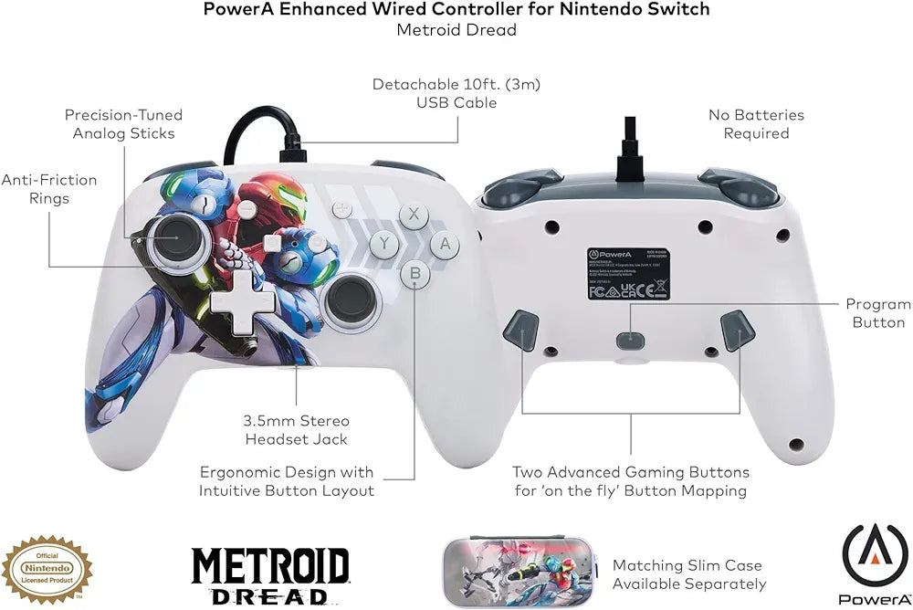PowerA Officially Licensed Nintendo: Enhanced Wired Controller - Metroid Dread (Switch)