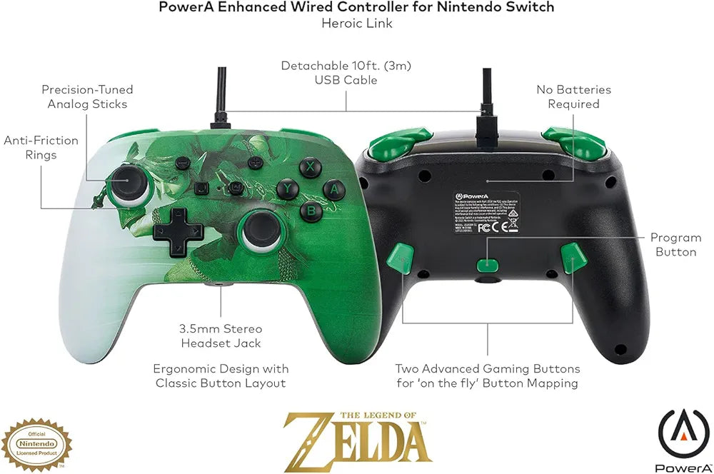 PowerA Officially Licensed Nintendo: Enhanced Wired Controller - Heroic Link  (Switch)