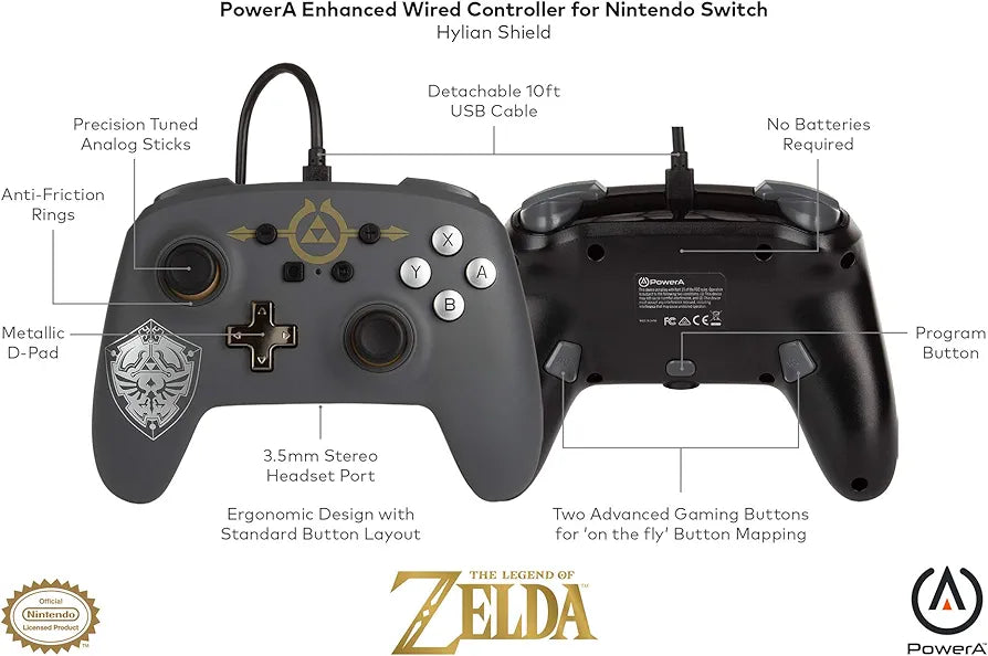 PowerA Officially Licensed Nintendo: EnWired Controller Zelda - Hylian Shield  (Switch)